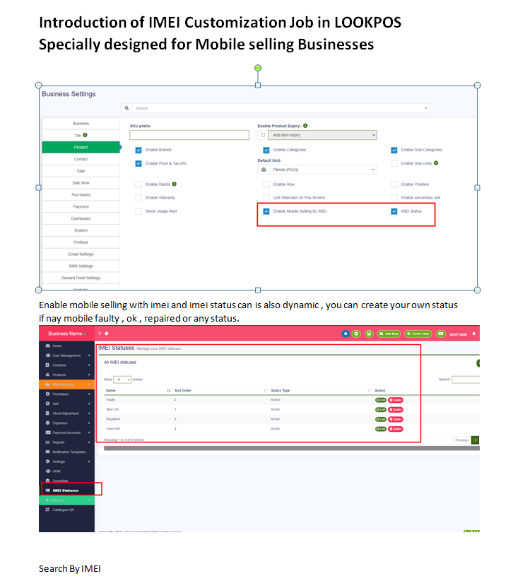 IMEI Settings and Status Configuration